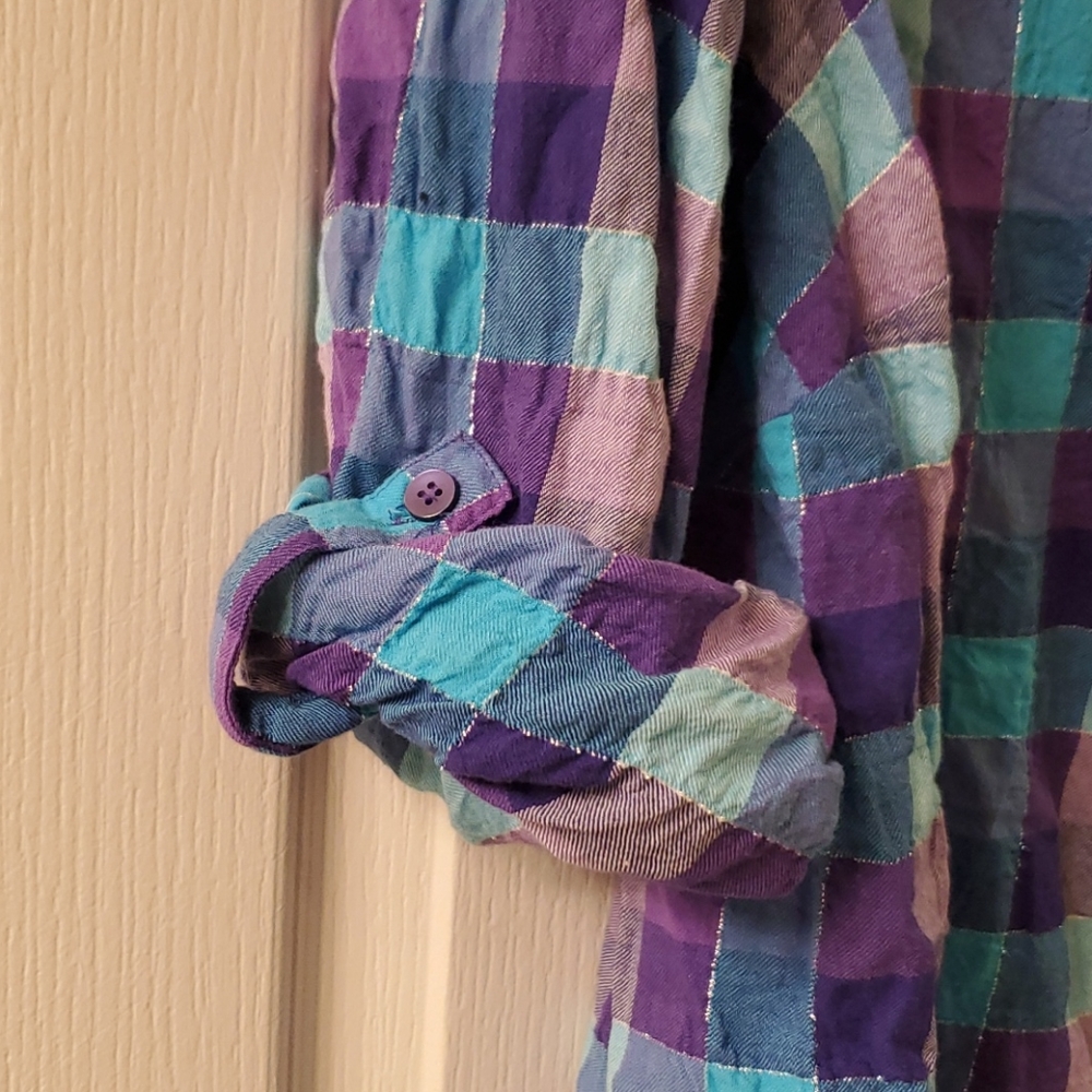 Colorful button down top - Picture 3 of 5